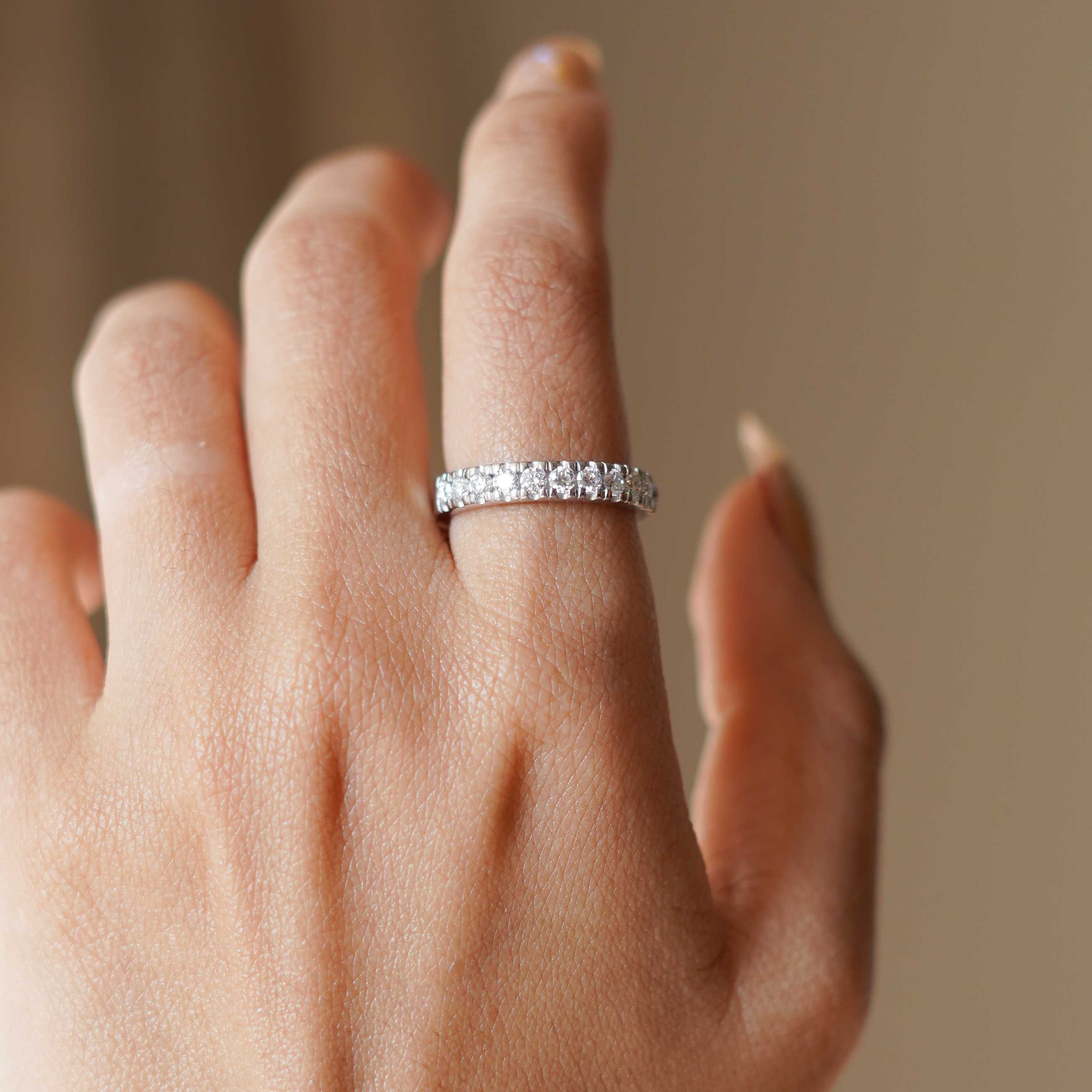 Moissanite And Gold Eternity Ring